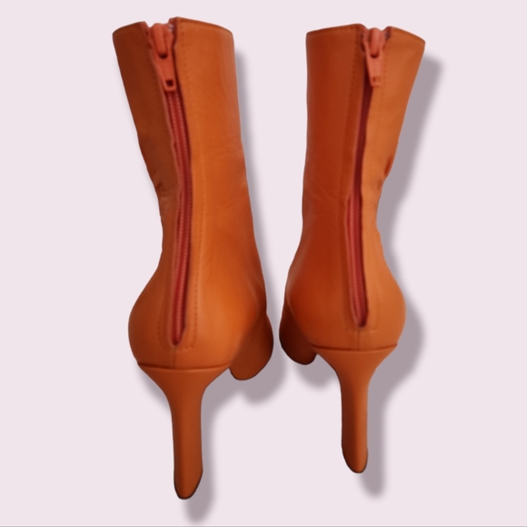 Kalda 80mm Fory Leather Ankle Boots Orange - Picture 3 of 10